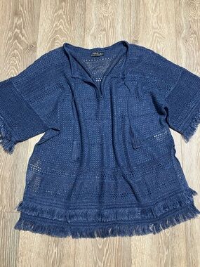 Polo Ralph Lauren Navy Crochet Tassel Tunic Swimsuit Cover